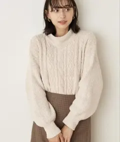 【earth music&ecology】ベロアモールケーブルプルオーバー