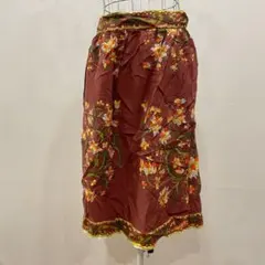 希少 エミリオプッチ 膝丈スカート 総柄 花柄 ヴィンテージ ボルドー系