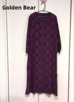 【ゴールデンベア】美品♡ロング　シャツワンピース　紫　レース　羽織り　長袖