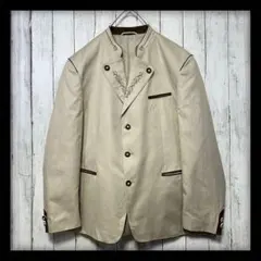 【VINTAGE】チロリアンジャケット☆リネン混☆ビッグサイズ☆4XL☆ベージュ