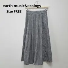 earth music&ecology ギンガムチェックフレアスカート フリー