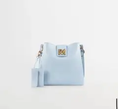 美品 ロビンメイ RM 水色 バッグ 鞄 ショルダーバッグ 肩掛け 2way