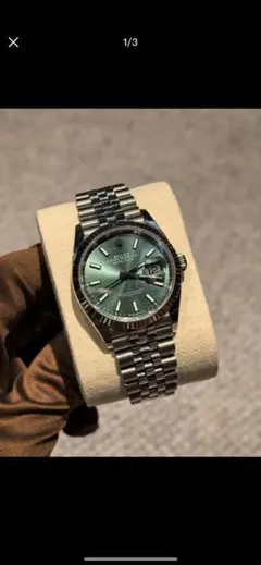ROLEX 自動巻き時計 緑色文字盤 ステンレスバンド
