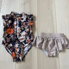 花柄フリル付きベビー水着セット 80cm