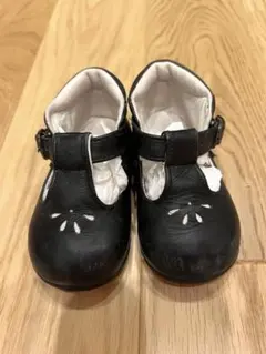 ファミリア　ブラック ベビーシューズ ストラップ付き　13.5cm フォーマル