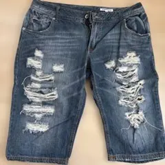 semantidesign ダメージデニムショートパンツ LL