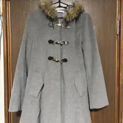 Lサイズ コート ジャケット レディース 冬服 グレー 帽子 フード付き L