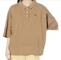 LACOSTE　キモノスリーブボックスポロ　 ベージュ　茶　ポロシャツ 半袖