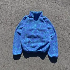 80s L.L.Bean USA製 総柄 フリース スナップT プルオーバー S