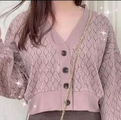 GRL幾何学模様 クロップドニット