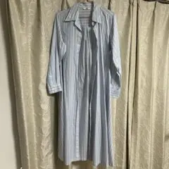 UNIQLO ストライプ柄 ロングシャツワンピース ライトブルー S