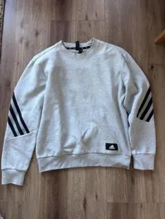 【SALE】adidas グレー ストライプ トレーナー L