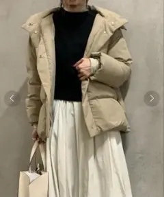 Mila Owen ミディアム丈カーディガンライクダウンジャケット 베이지