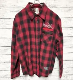 B-ONE SOUL チェック シャツ 長袖レッドブラック