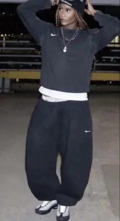 00s NIKE バギー スウェットパンツ ワイドレグ ブラック ストレート