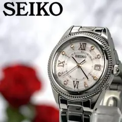 【稼動】セイコー デイト 電波ソーラー シルバー レディース 腕時計 532
