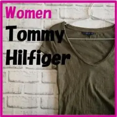 【Tommy Hilfiger】　カットソー　半袖　カーキ　S　MF-5015