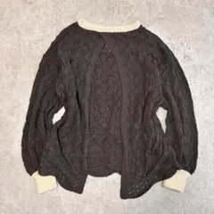VACANCY 2way 透かし編みニット オープンカーディガン レース モードのサムネイル