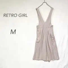 レトロガール/サロペット/ワイドパンツ/M/ベージュのサムネイル