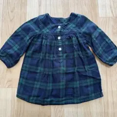 無印良品 チュニック ワンピース 80cm グリーン チェック柄