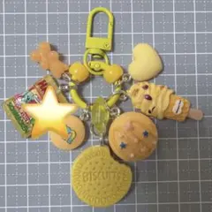 じゃらじゃらキーホルダー　大きめビスケット　イエロー系