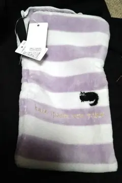 kate spade New York ファスナー付きタオル ストライプ 猫