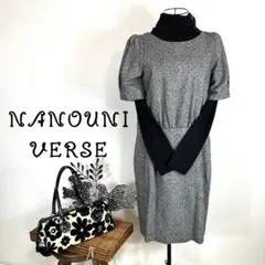 NANOUNIVERSE ナノユニバース　ウール　パフスリーブ　ドットワンピース