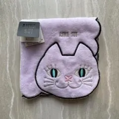 《新品未使用》ANNA SUI 猫の顔 タオルハンカチ 薄紫