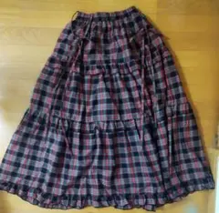 タータンチェック柄 フリル付き ロングスカートのサムネイル