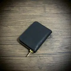 プエブロレザー ミニ財布 経年変化 本革 牛革 イタリアンレザー ブラック 黒