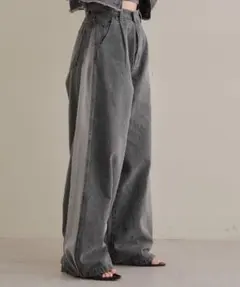 CHICO サイドラインワイドデニムパンツ