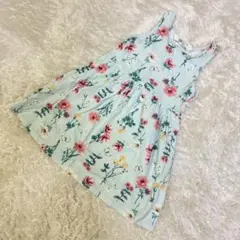 【H&M】キッズ 2-4Y 花柄ワンピース ノースリーブ　ミントグリーン