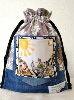 ロラライハリス 巾着袋 Curious〜 デニム×花 在庫処分