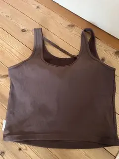 スカーラ　ブラウン リブ編み ヨガウェア