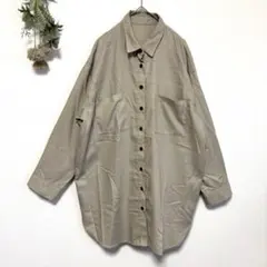 グローバルワーク｜オーバーサイズ長袖シャツ｜ビッグシルエット｜ベージュ｜フリーのサムネイル