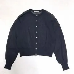 【美品】BEAUTY&YOUTH 長袖シアークルーネックカーディガン ブラック