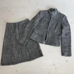 ANAYI アナイ スタンドカラー ツイード フリンジ セットアップ 38