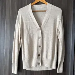 無印良品 Vネック カーディガン L ウール100% アイボリー