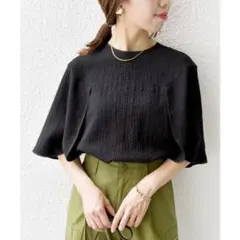 極美品✨定価1.6万❤️ 黒 シップス カラミストライプギャザー 
