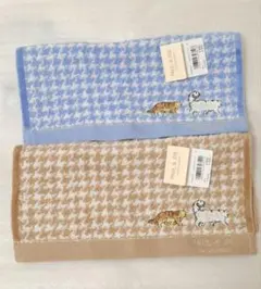 PAUL & JOE タオルハンカチセット 2点セット　ネコ柄　ブルー&ベージュ