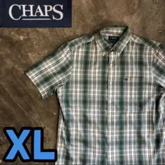 2T5875 CHAPS ボタンシャツ　半袖　チェック　ビッグサイズ　古着