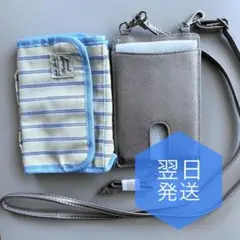 《新品》 ピンクシルバー スマホショルダー & 多ポケットポーチ ナイロン 軽量