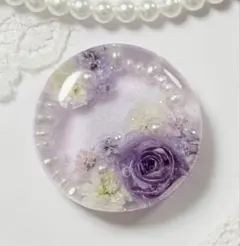 570可憐な♡レジンヘアゴム パープルローズ パールリング
