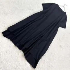 プラスオトハ【F】黒 ロングワンピース 綿100％ ゆったり レイヤード 春夏のサムネイル