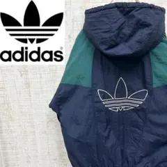 JC143《アディダス》中綿ナイロンジャケット　万国旗タグ　刺繡トレフォイル