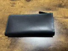PLUS ONE｜本革 長財布 ブルー×ブラック ツートン レザーウォレット PLUS ONE｜本革 長財布 ブルー×ブラック ツートン レザーウォレット