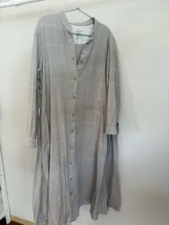 無印良品　両面起毛フランネルスタンドカラー長袖ワンピース