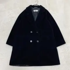 【美品】最高級白タグ マックスマーラ カシミヤ ウール ロングコート ブラック