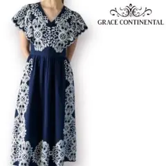 美品 GRACE CONTINENTALバイカラー刺繍ワンピース