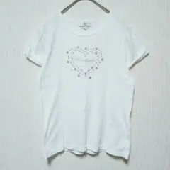 【KUMIKYOKU】（L）ハートロゴプリント半袖Tシャツ/パフスリーブ/上品のサムネイル